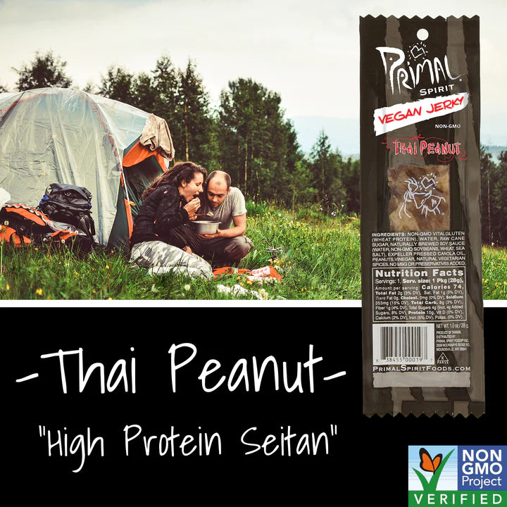 Primal Strips Jerky végétalien sans viande - Cacahuète thaïlandaise 