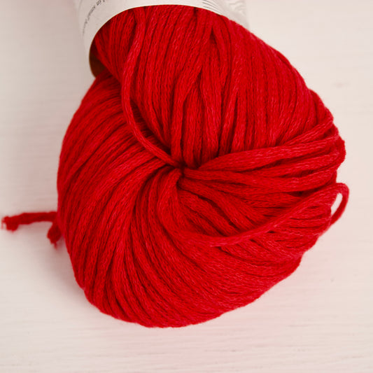 Vegan Yarn - Taika - Firecracker is an intense, classic red, only slightly semisolid for some visual texture.