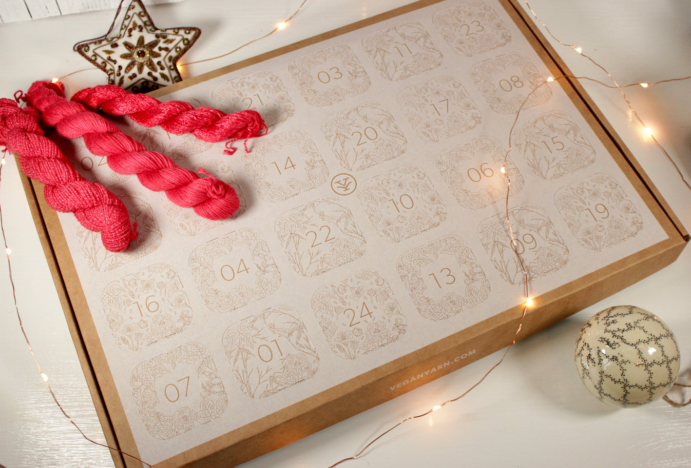 Vegan Advent yarn calendar kit for knitters crocheters mini skein